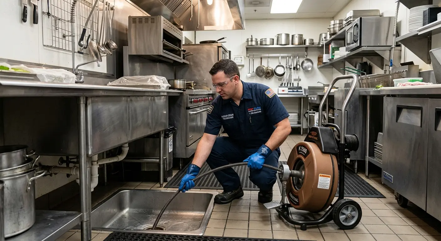 Commercial drain cleaning service in a restaurant kitchen in Garden Home-Whitford