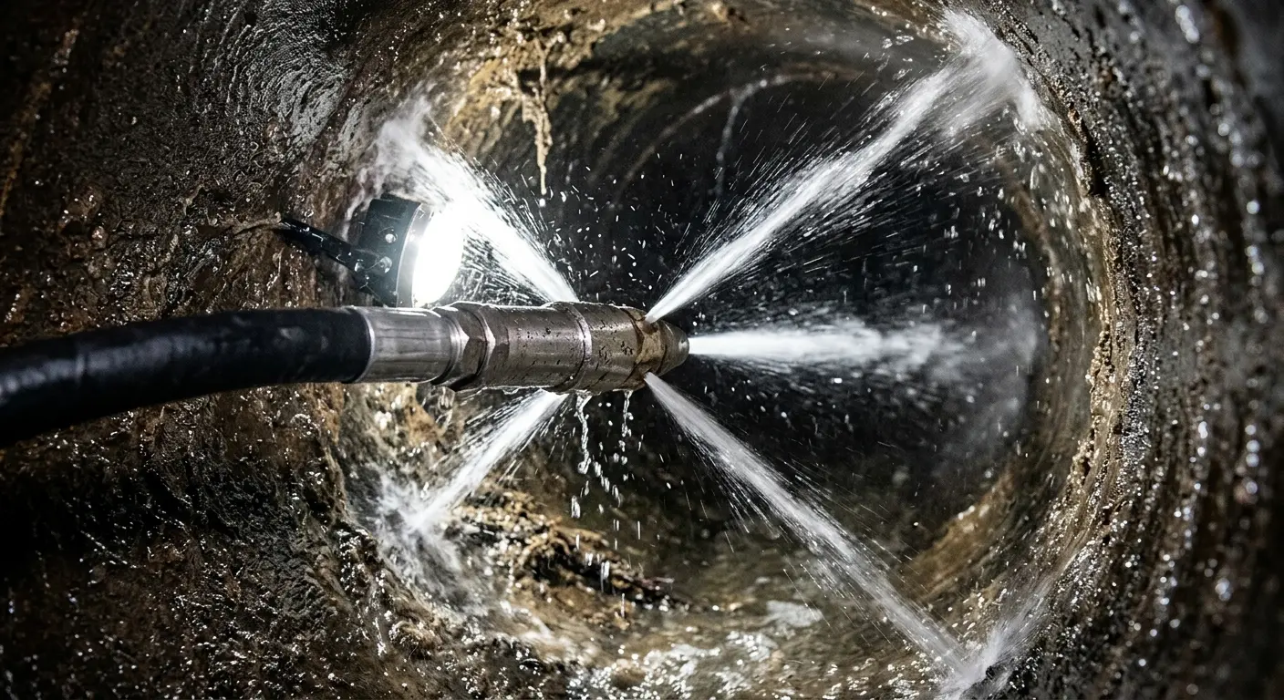 High-pressure hydro jetting nozzle cleaning sewer pipe for Emergency Drain Service in Garden Home-Whitford